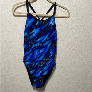 TYR Women's Black And Blue One Piece Swimsuit. Good Condition. Size 36.